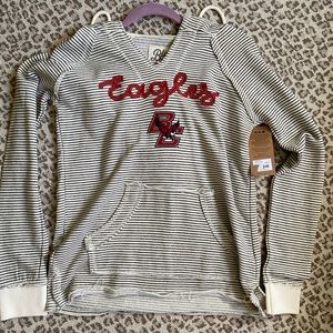 Boston College Eagles Blue 84 Terry Sweatshirt in Bone/Cinder